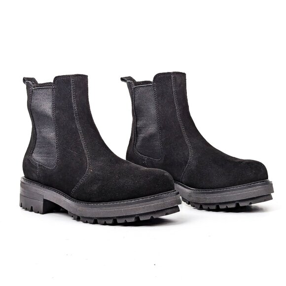 La Canadienne Women Black Suede Platform Waterproof Chelsea Boots size 8.5 - Picture 1 of 10